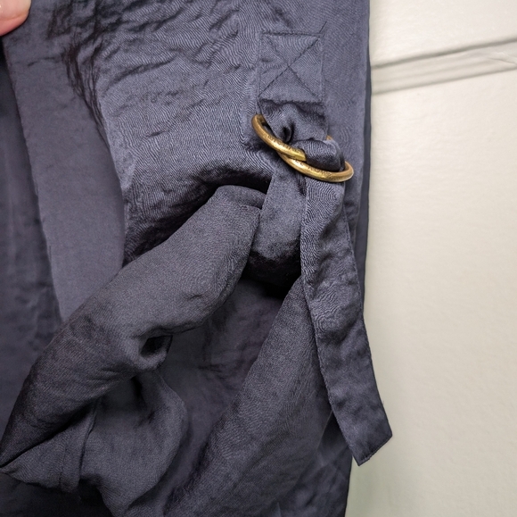 Michael Kors Blue Smocked Blouse with Square Neckline - Picture 4 of 7